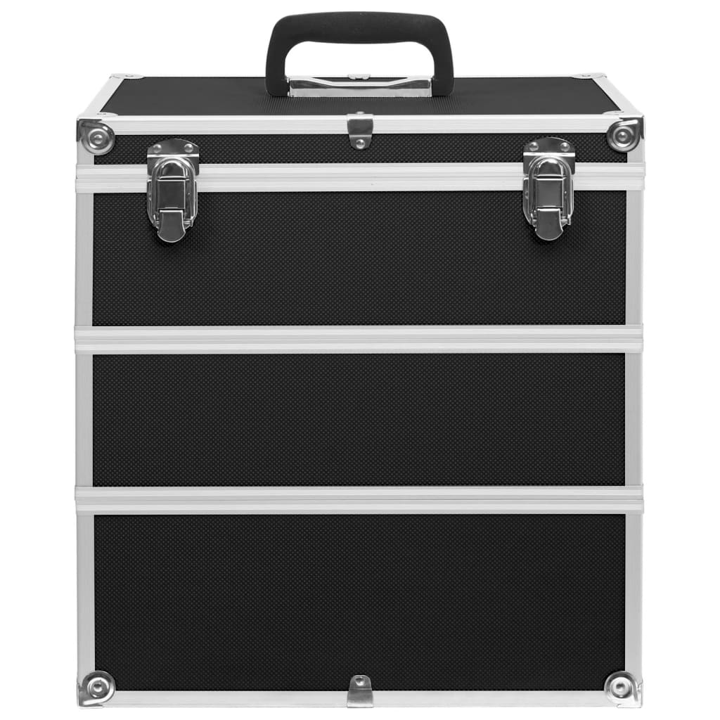 vidaXL Make-up Case 37x24x40 cm Black Aluminium