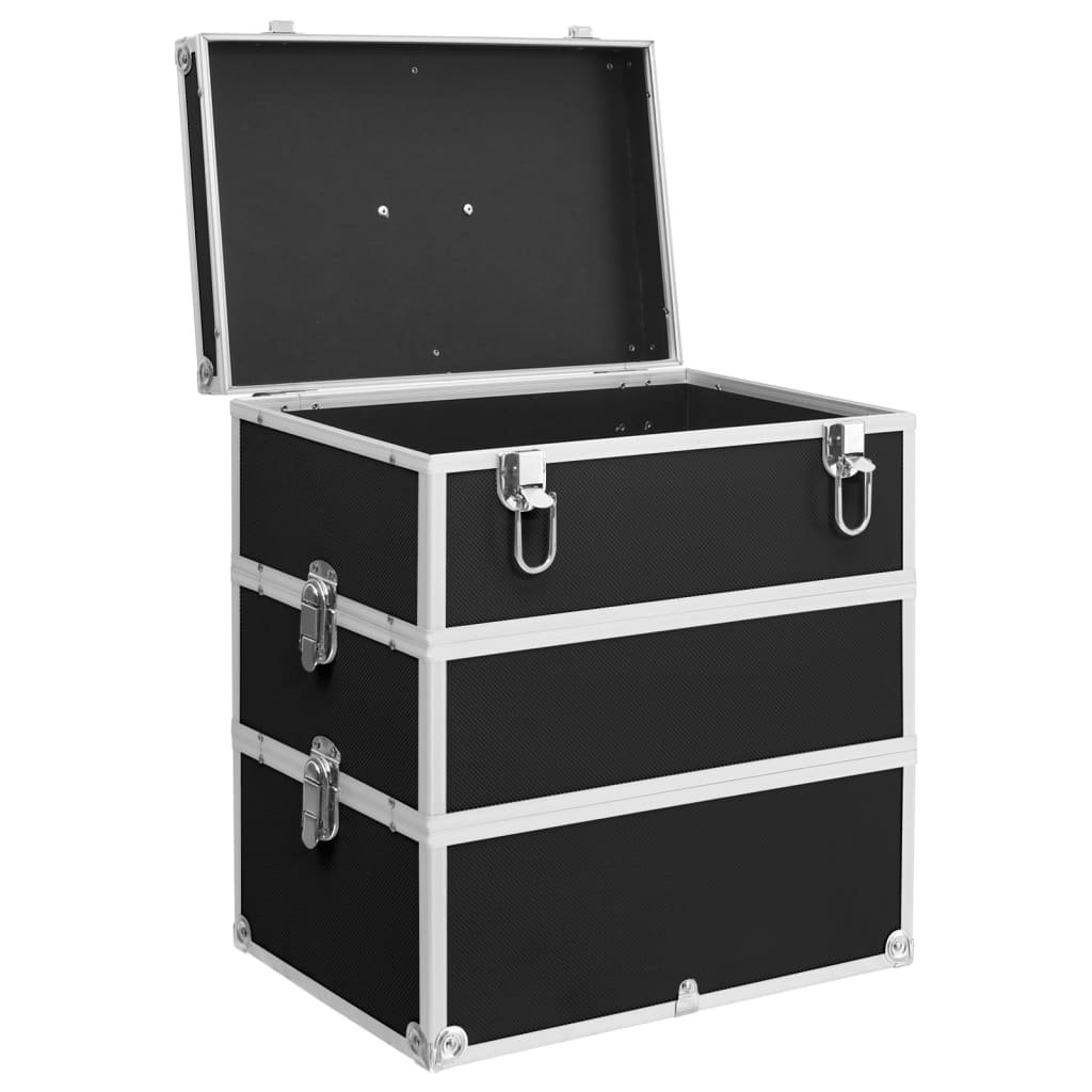 vidaXL Make-up Case 37x24x40 cm Black Aluminium