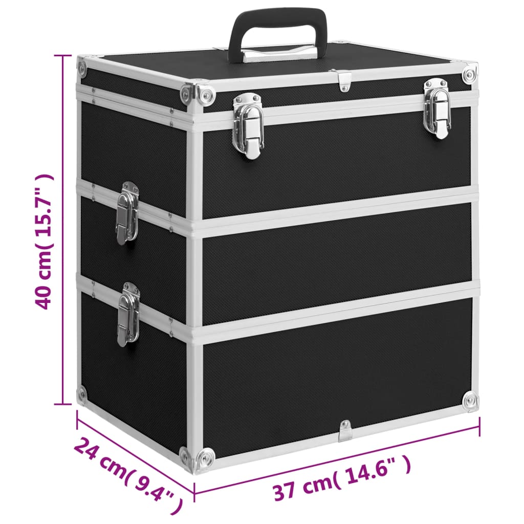 vidaXL Make-up Case 37x24x40 cm Black Aluminium