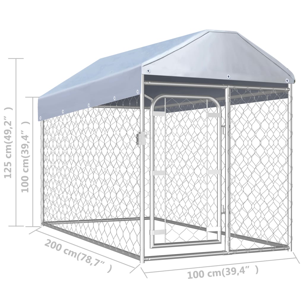 vidaXL Outdoor Dog Kennel with Roof 200x200x135 cm