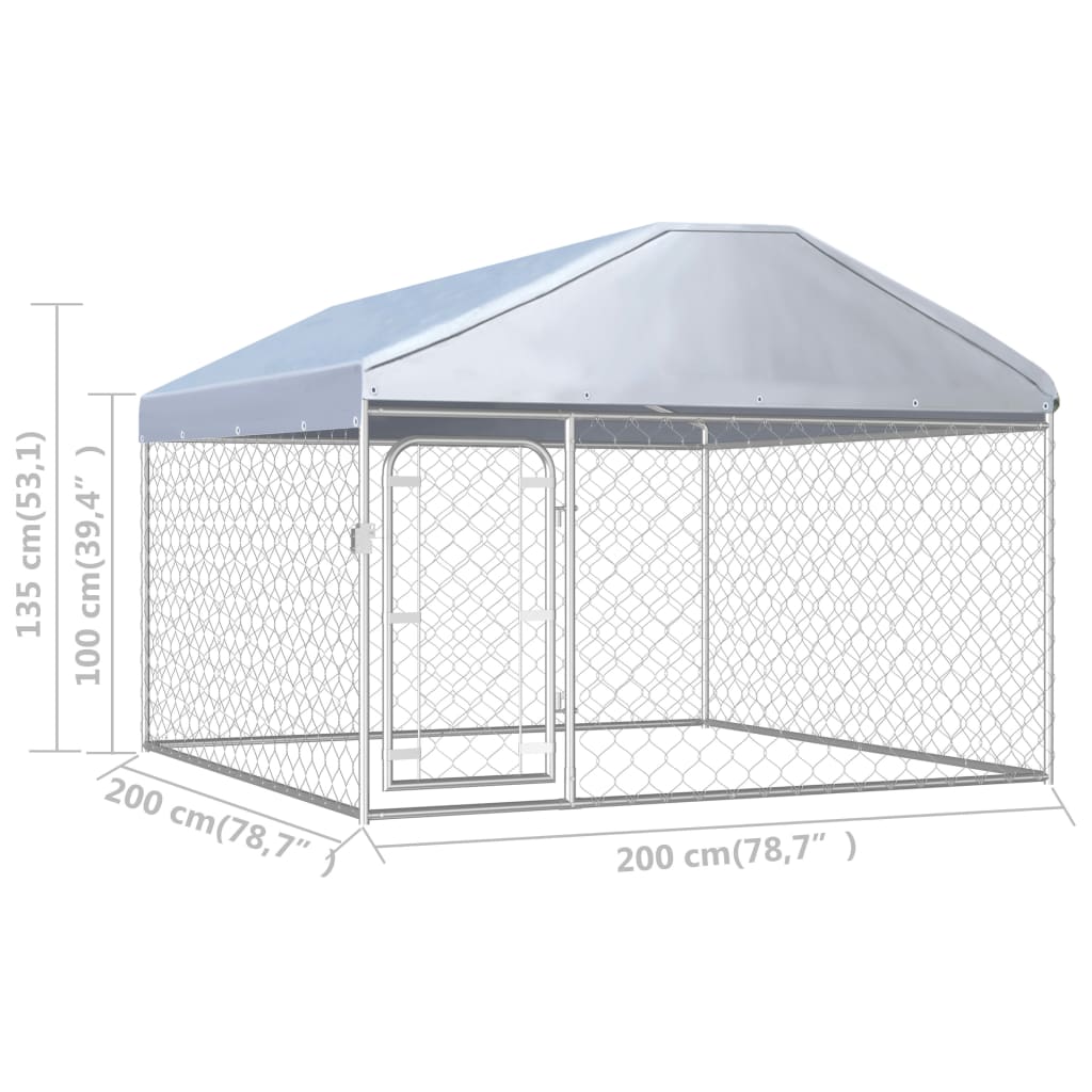 vidaXL Outdoor Dog Kennel with Roof 200x200x135 cm