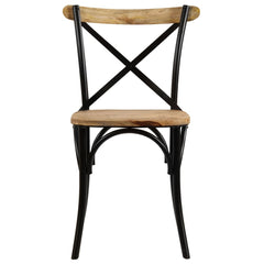 vidaXL Cross Chairs 2 pcs Black Solid Mango Wood