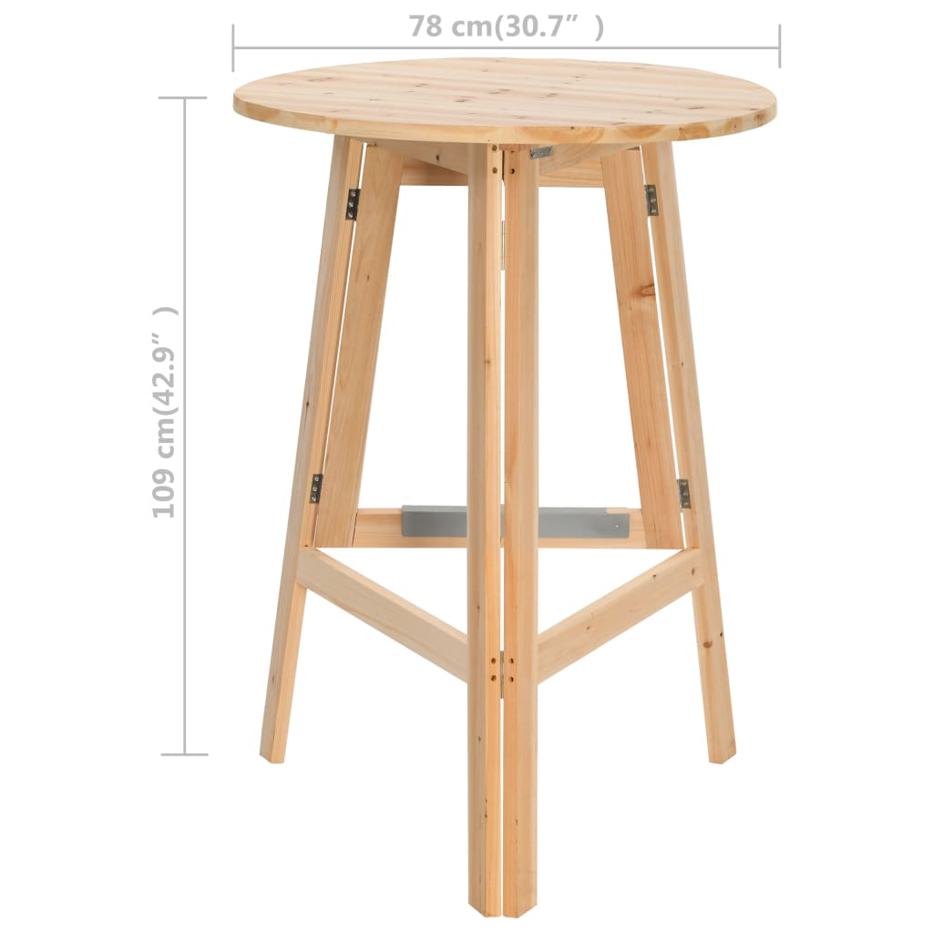 vidaXL Foldable Bar Table 78 cm Fir Wood