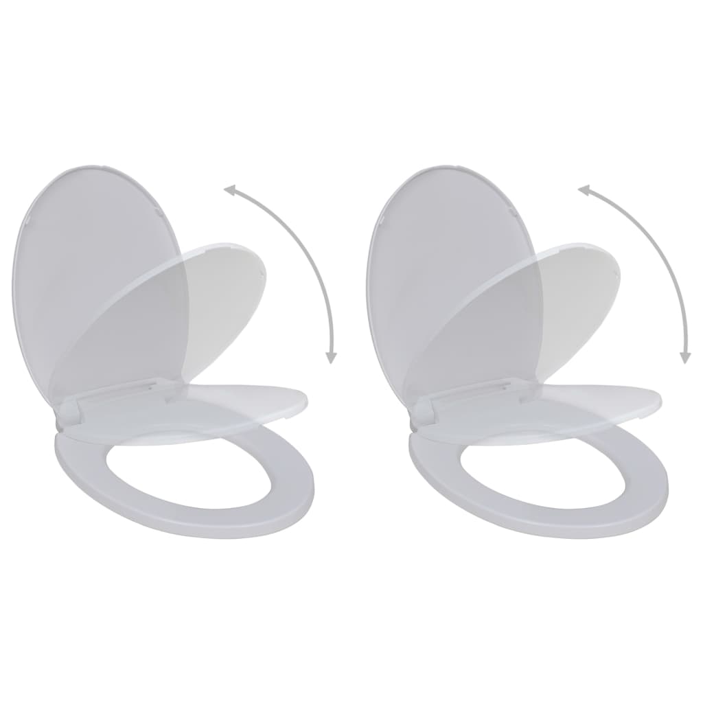 vidaXL Toilet Seats with Soft Close Lids 2 pcs Plastic White