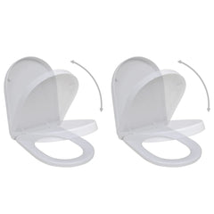 vidaXL Toilet Seats with Soft Close Lids 2 pcs Plastic White