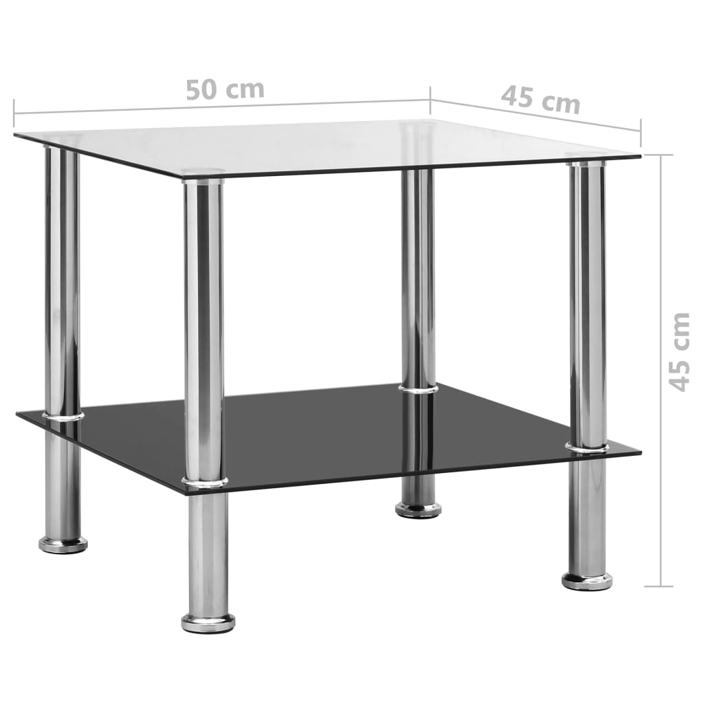 vidaXL Side Table Transparent 45x50x45 cm Tempered Glass