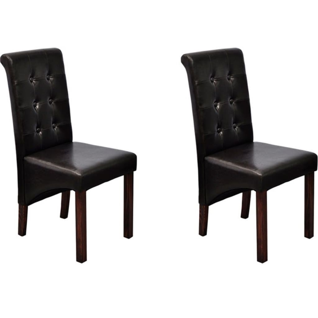 vidaXL Dining Chairs 2 pcs Brown Faux Leather