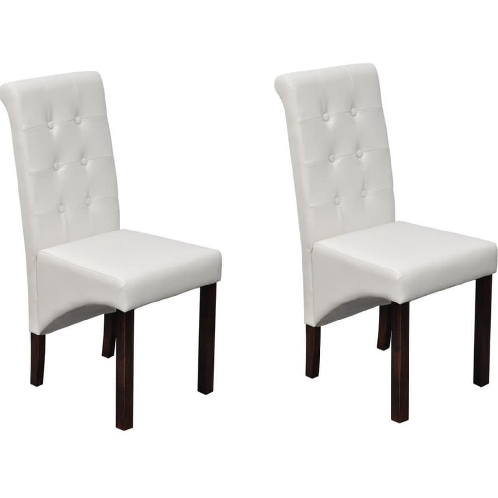 vidaXL Dining Chairs 2 pcs White Faux Leather