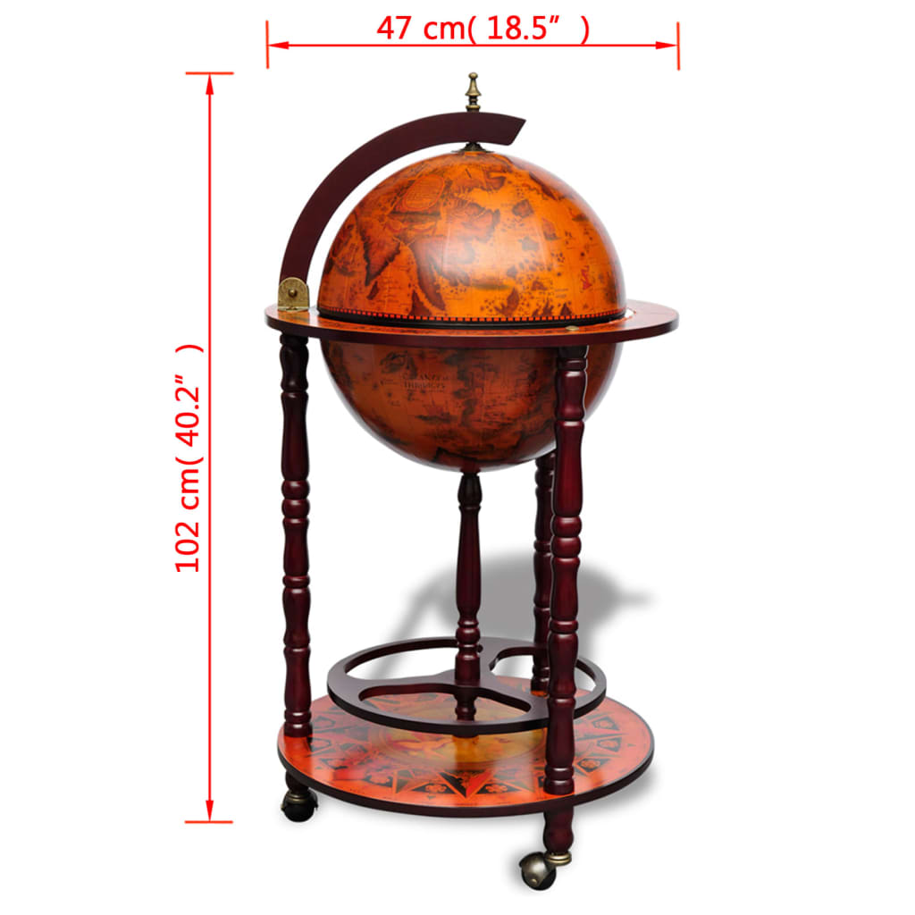 vidaXL Globe Bar Wine Stand Eucalyptus Wood