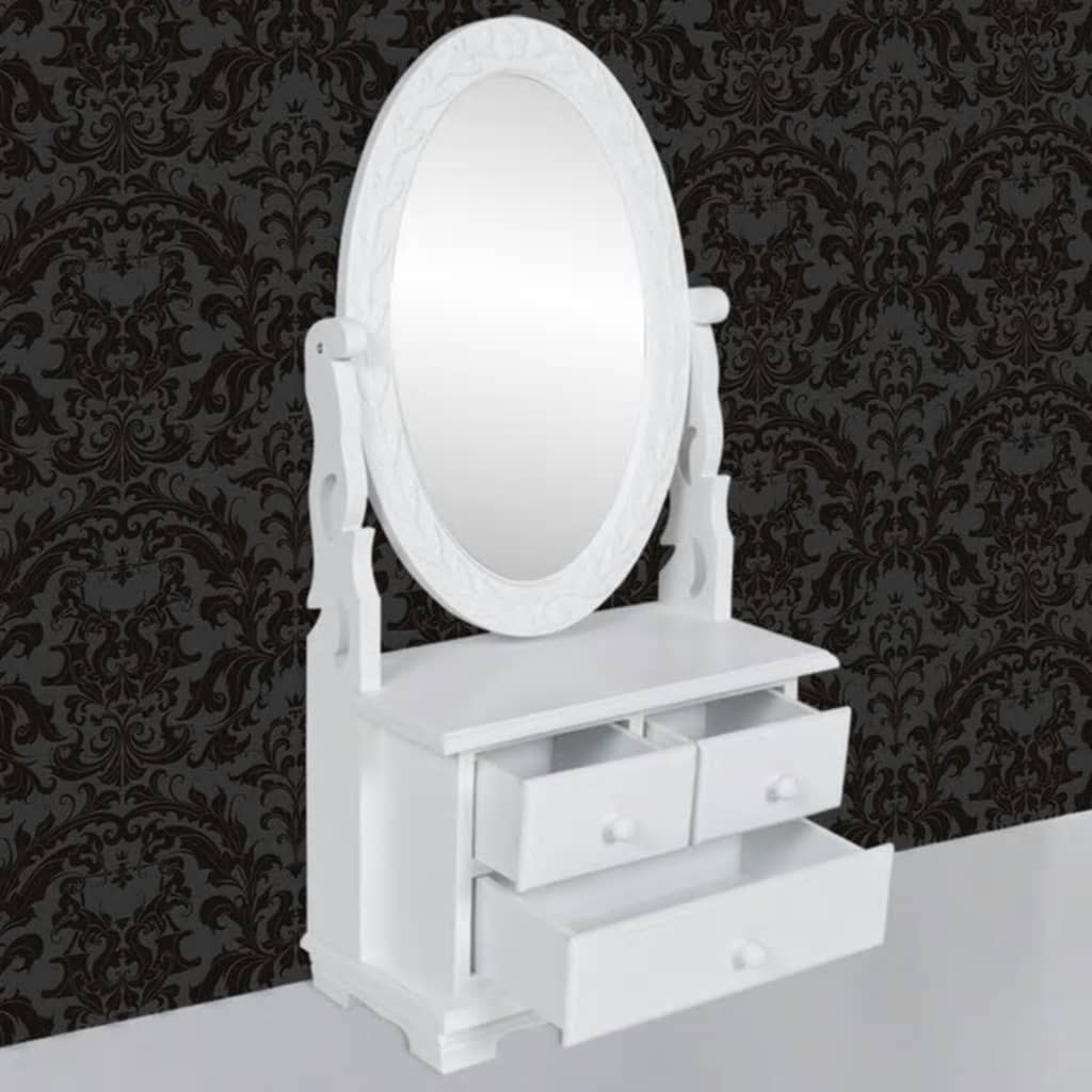 vidaXL Vanity Makeup Table with Oval Swing Mirror MDF