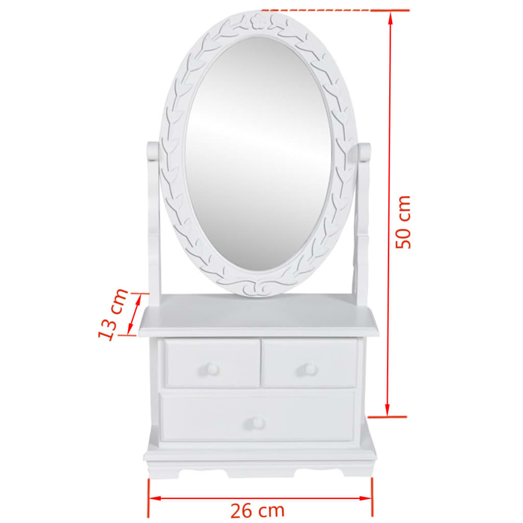 vidaXL Vanity Makeup Table with Oval Swing Mirror MDF