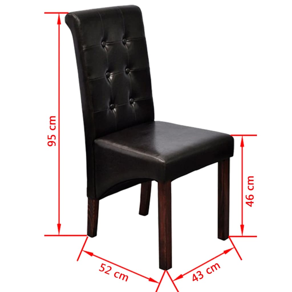 vidaXL Dining Chairs 4 pcs Brown Faux Leather