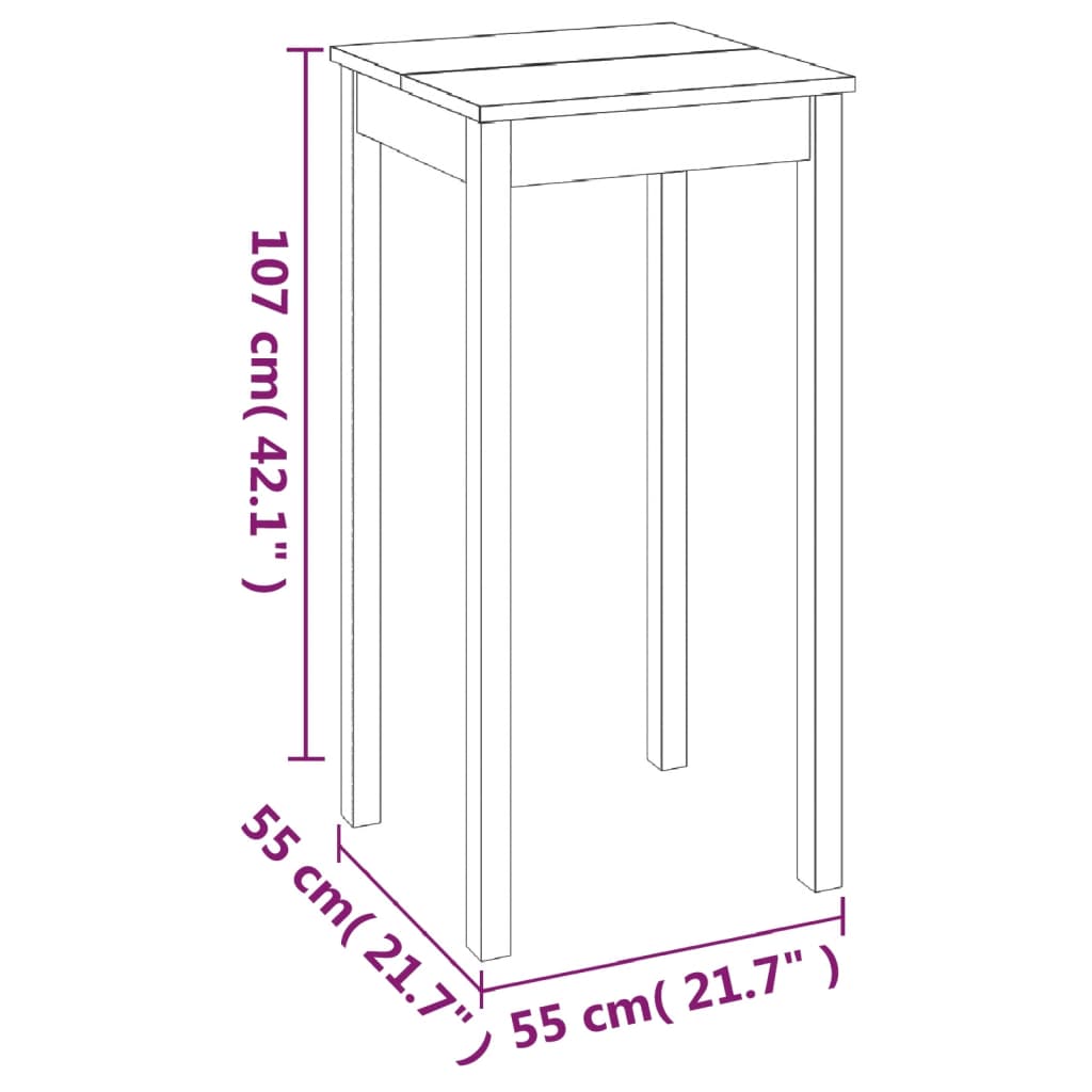 vidaXL Bar Table MDF Black 55x55x107 cm