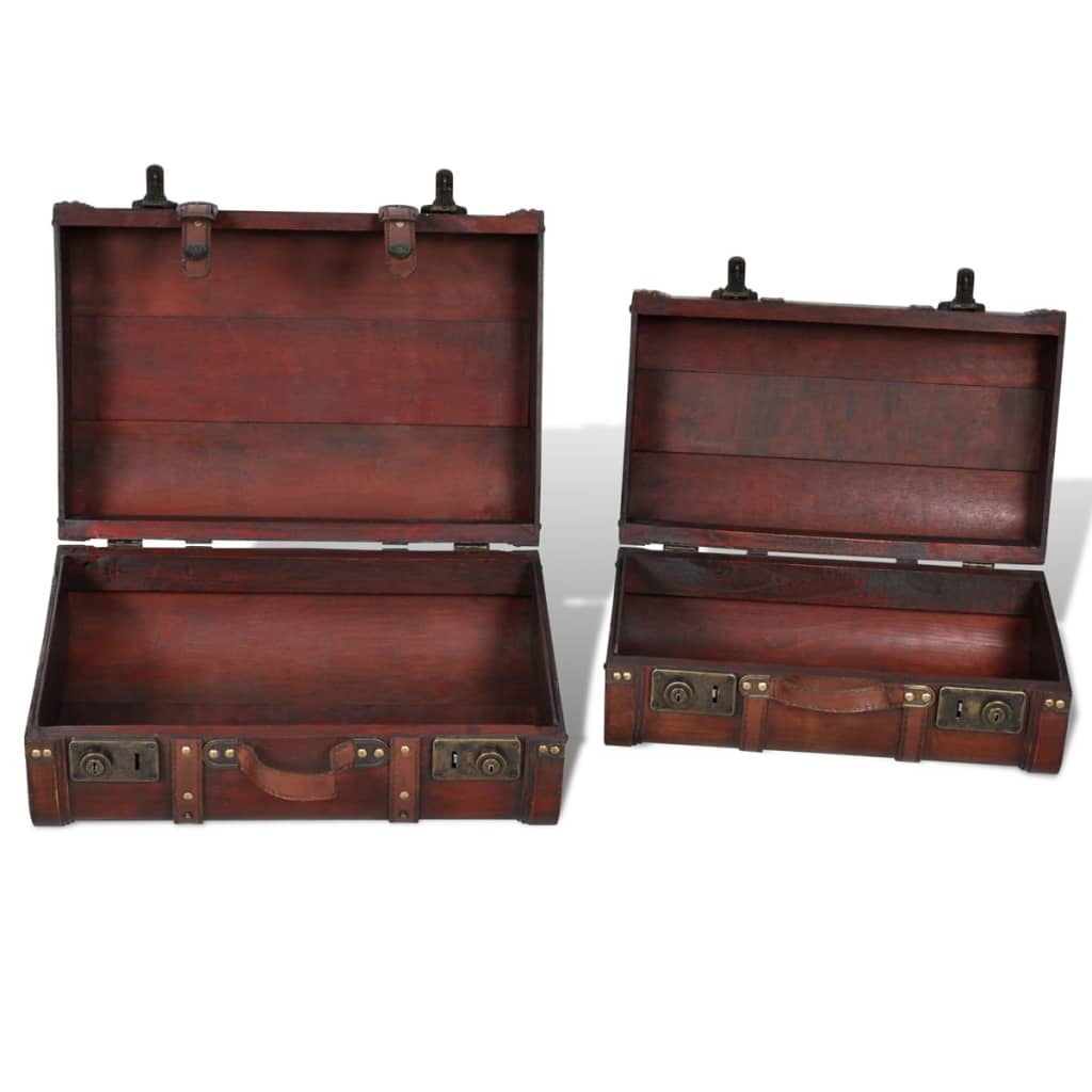 vidaXL Wooden Treasure Chest 2 pcs Vintage Brown