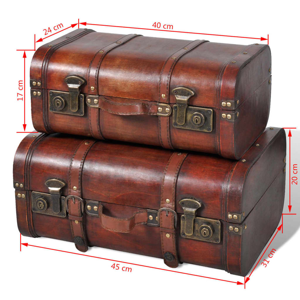 vidaXL Wooden Treasure Chest 2 pcs Vintage Brown