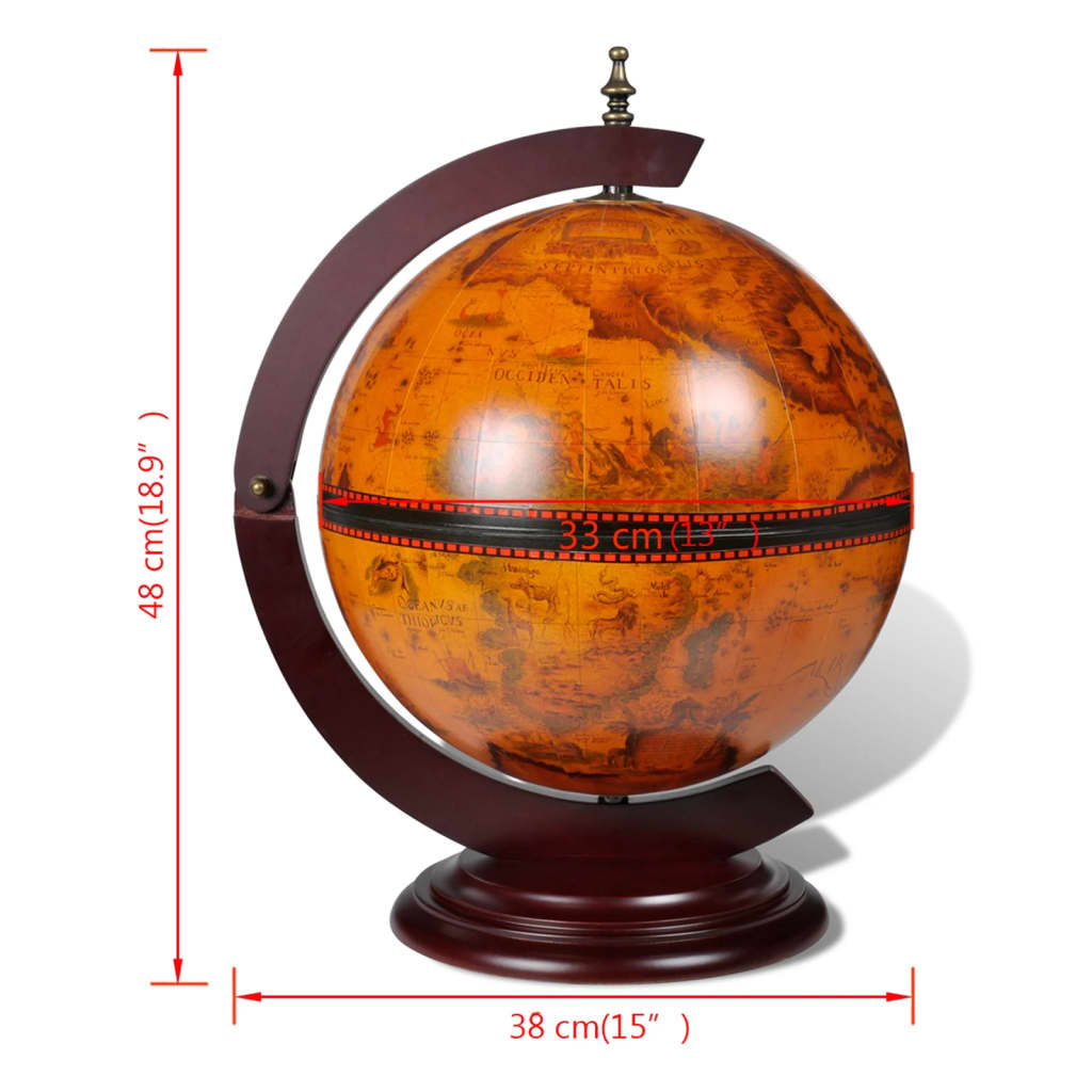 vidaXL Tabletop Globe Bar Wine Stand Wood