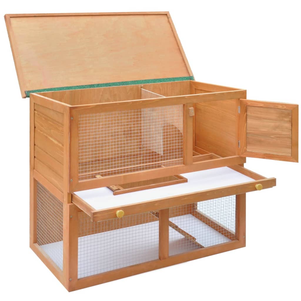 vidaXL Outdoor Rabbit Hutch 1 Door Brown Wood