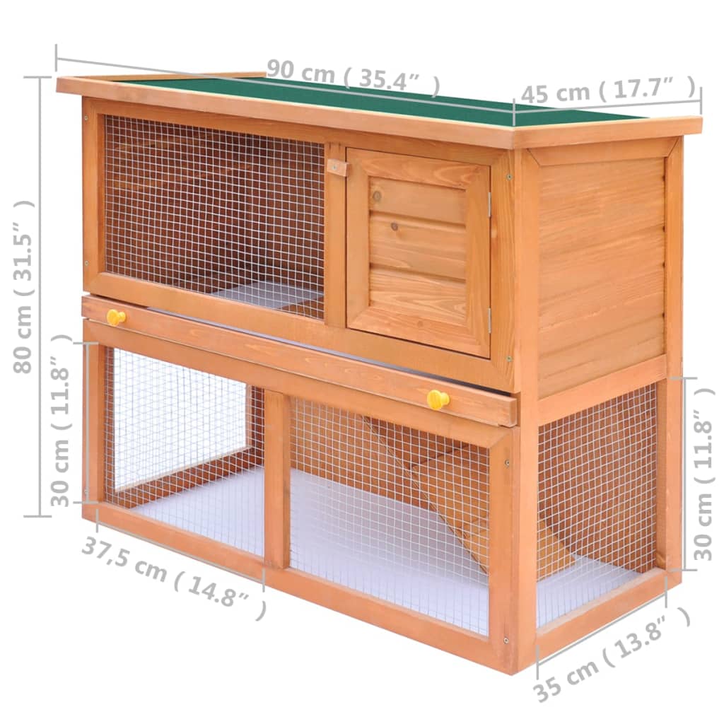 vidaXL Outdoor Rabbit Hutch 1 Door Brown Wood