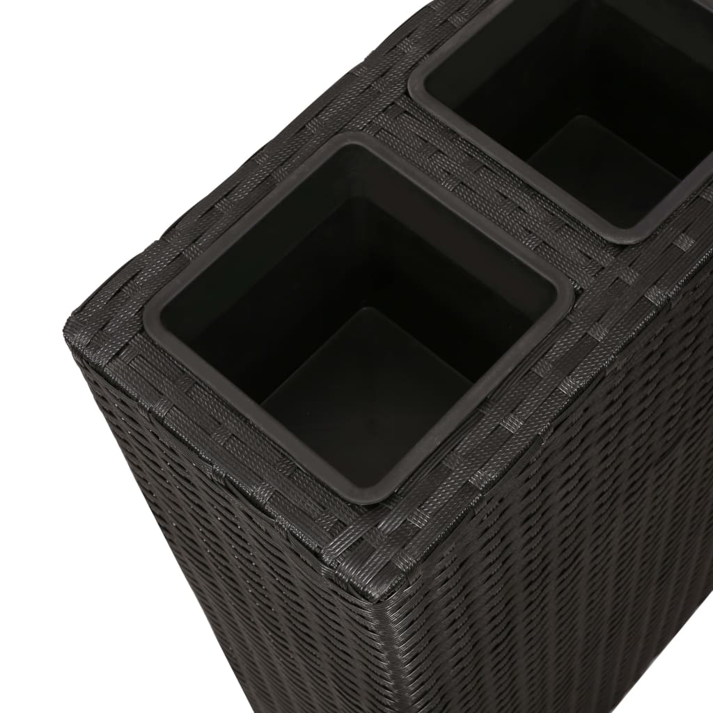 vidaXL Garden Raised Bed with 4 Pots Poly Rattan Black