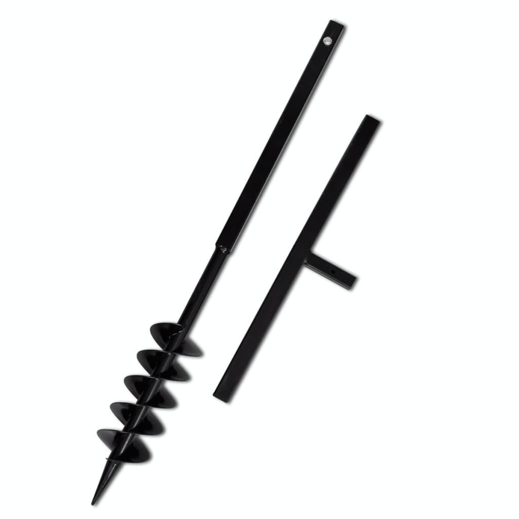 vidaXL Ground Drill with Handle Auger Bit 120 mm Double Spirals Steel Black
