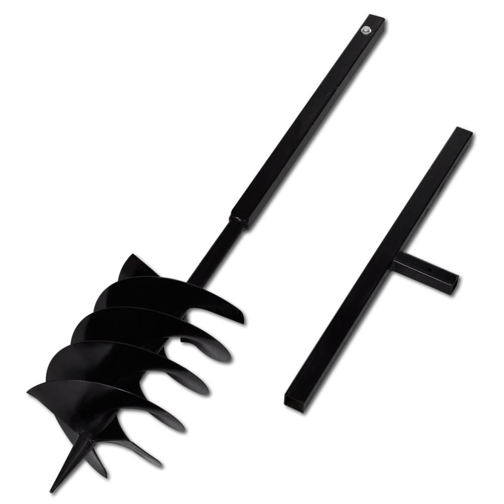 vidaXL Ground Drill with Handle Auger Bit 120 mm Double Spirals Steel Black
