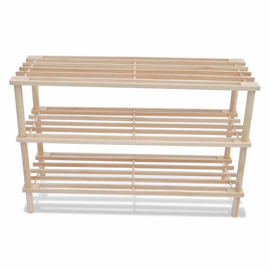 vidaXL 3-Tier Shoe Racks 2 pcs Solid Fir Wood