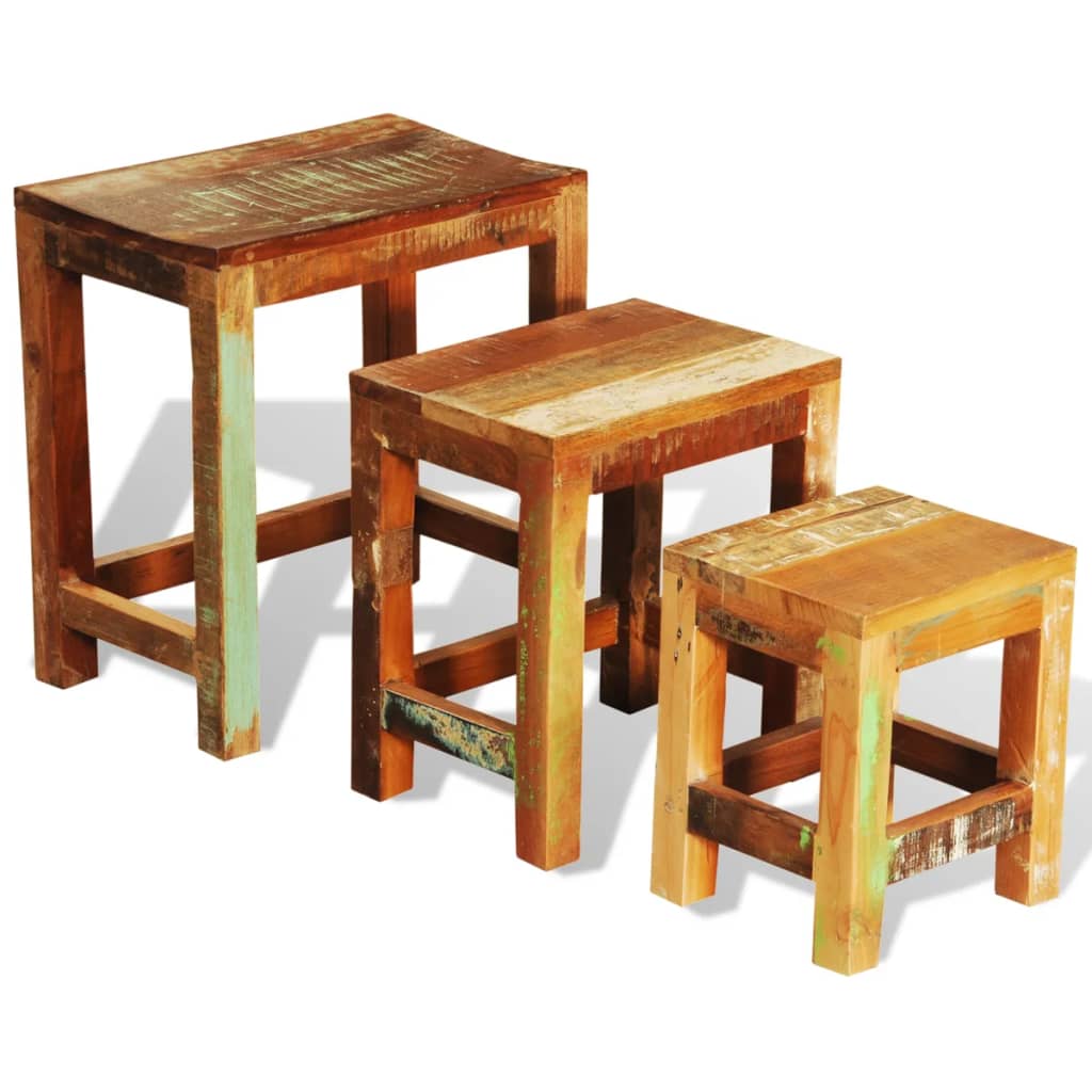 vidaXL Nesting Table Set 3 Pieces Vintage Reclaimed Wood