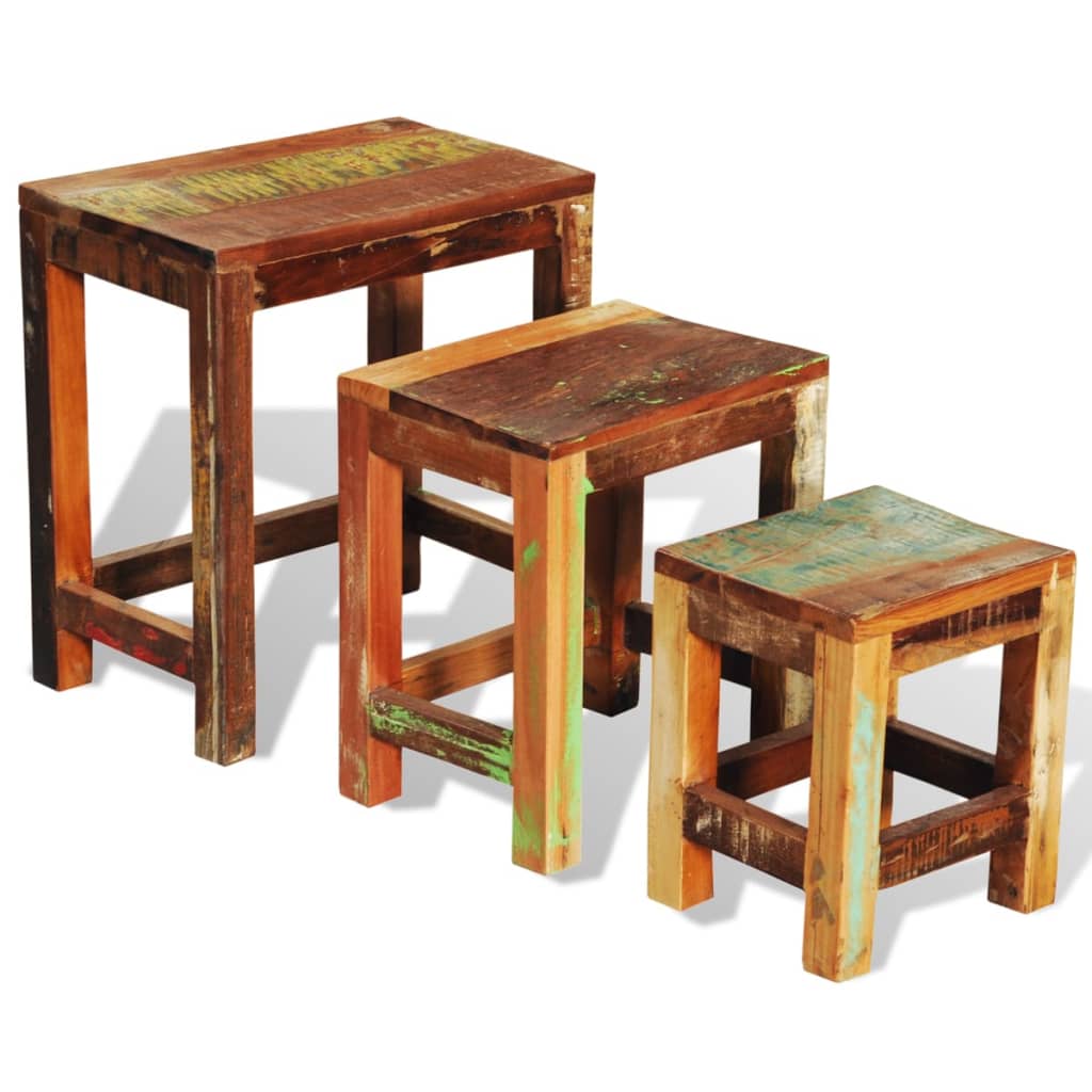 vidaXL Nesting Table Set 3 Pieces Vintage Reclaimed Wood