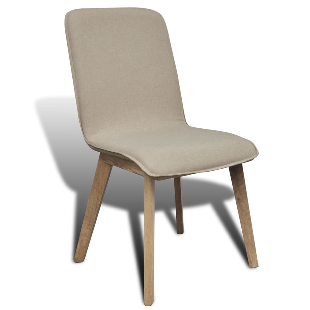 vidaXL Oak Indoor Fabric Dining Chair Set 4 pcs Beige