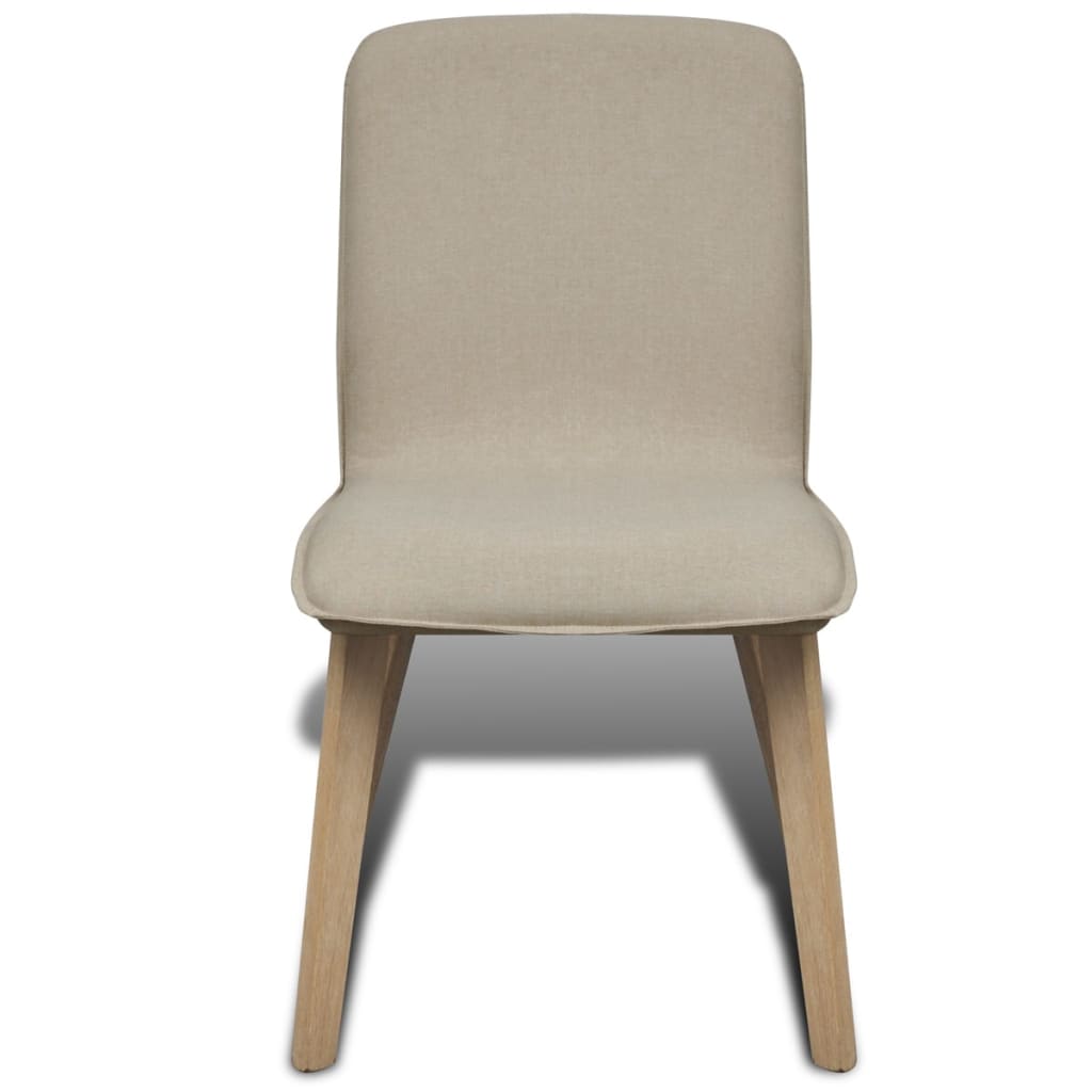 vidaXL Oak Indoor Fabric Dining Chair Set 4 pcs Beige