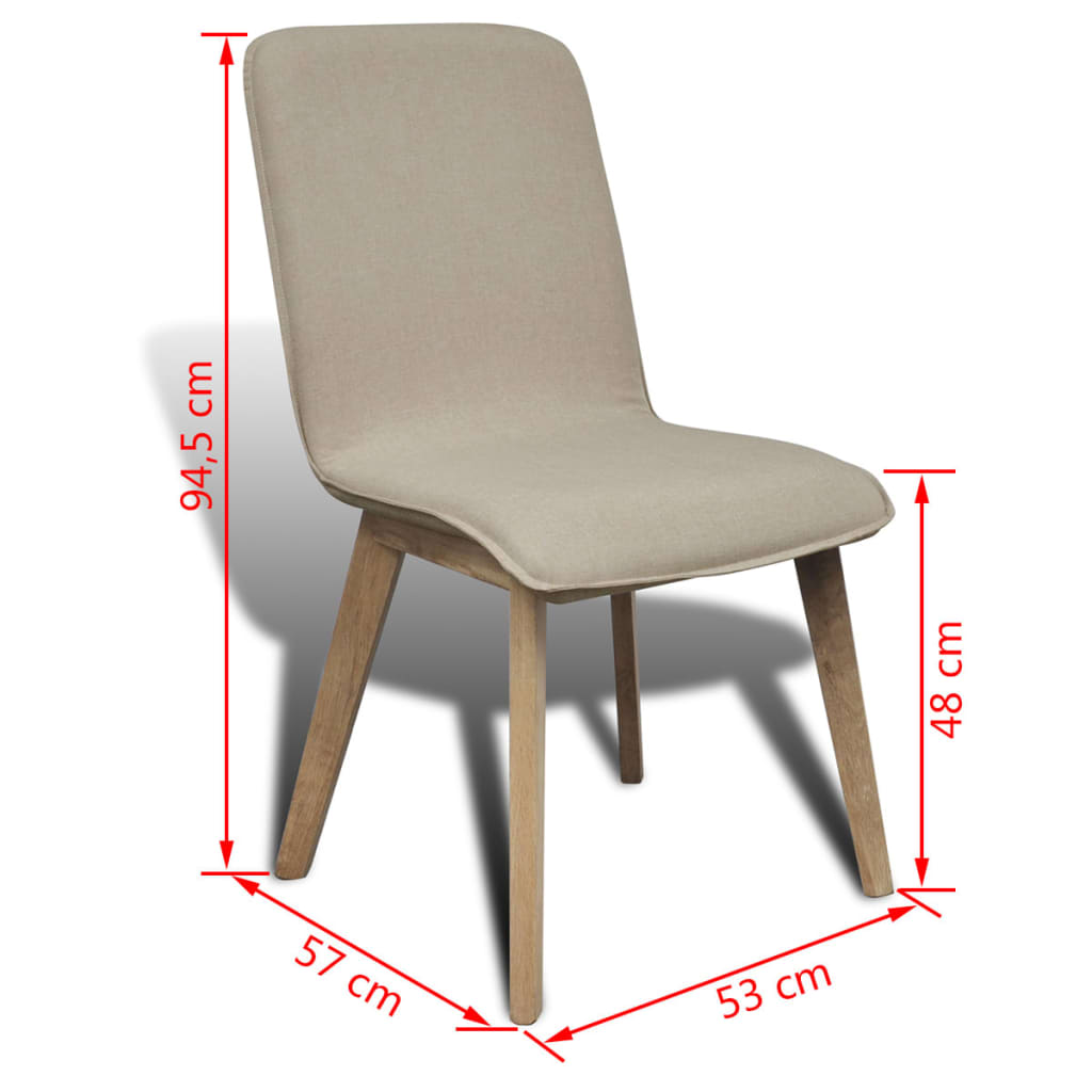 vidaXL Oak Indoor Fabric Dining Chair Set 4 pcs Beige