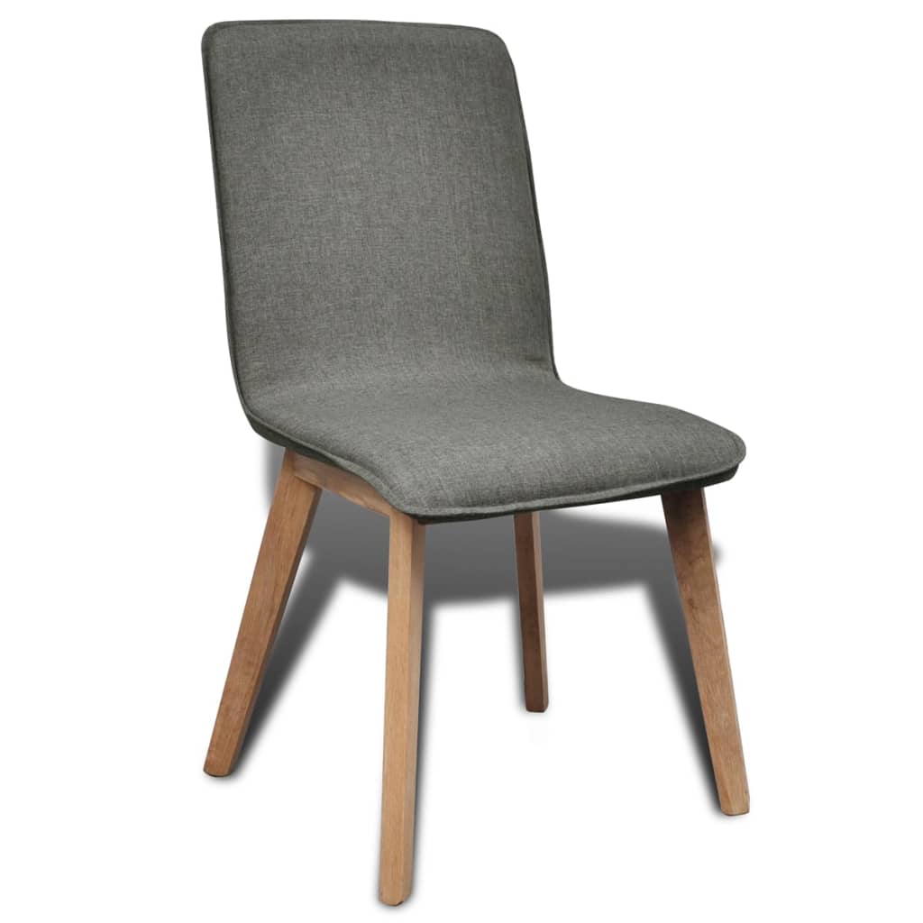 vidaXL Oak Indoor Fabric Dining Chair Set 2 pcs Dark Grey