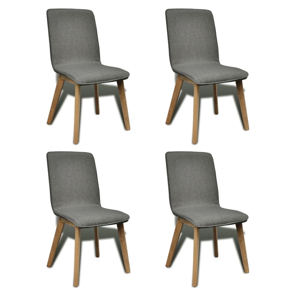 vidaXL Oak Indoor Fabric Dining Chair Set 4 pcs Beige