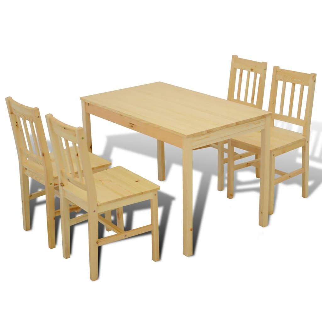 vidaXL Dining Set 5 Pieces Pine Wood Brown