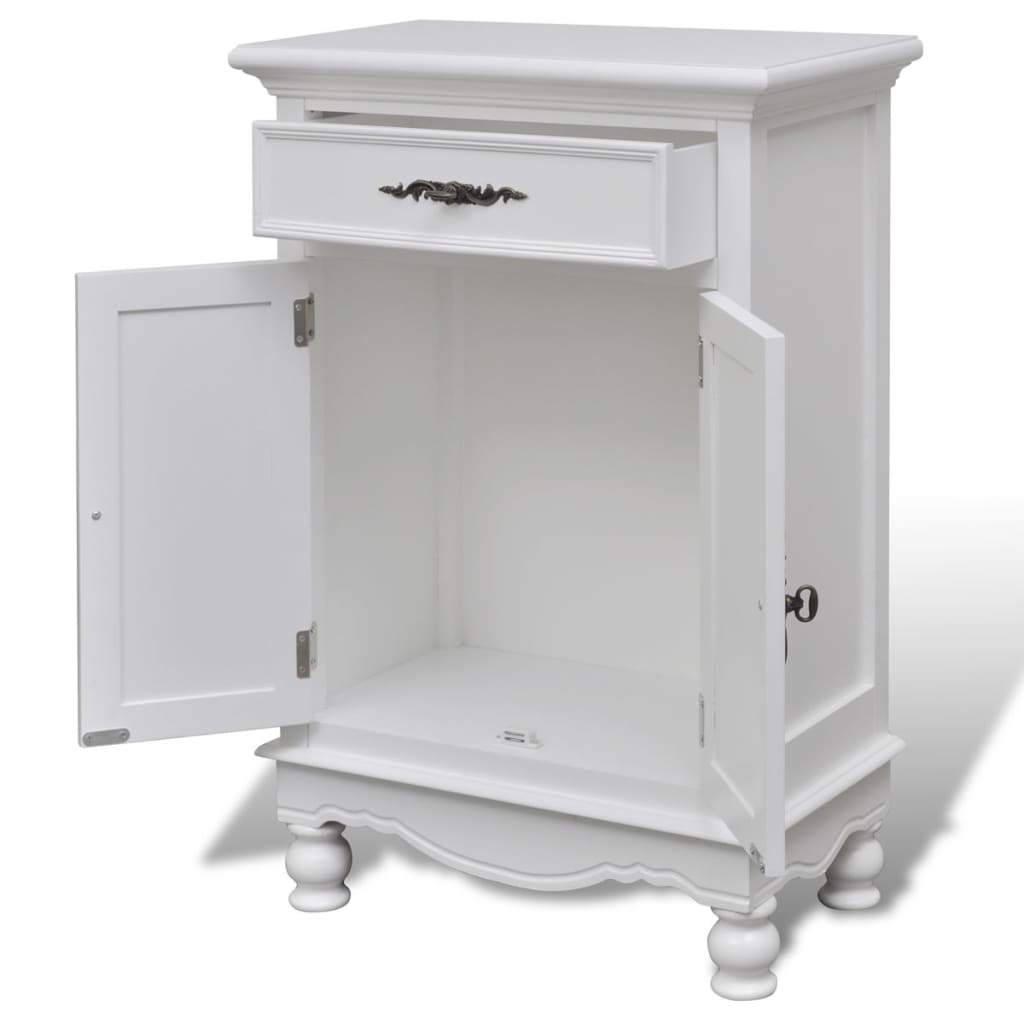 vidaXL Wooden Cabinet with 2 Doors 1 Drawer White