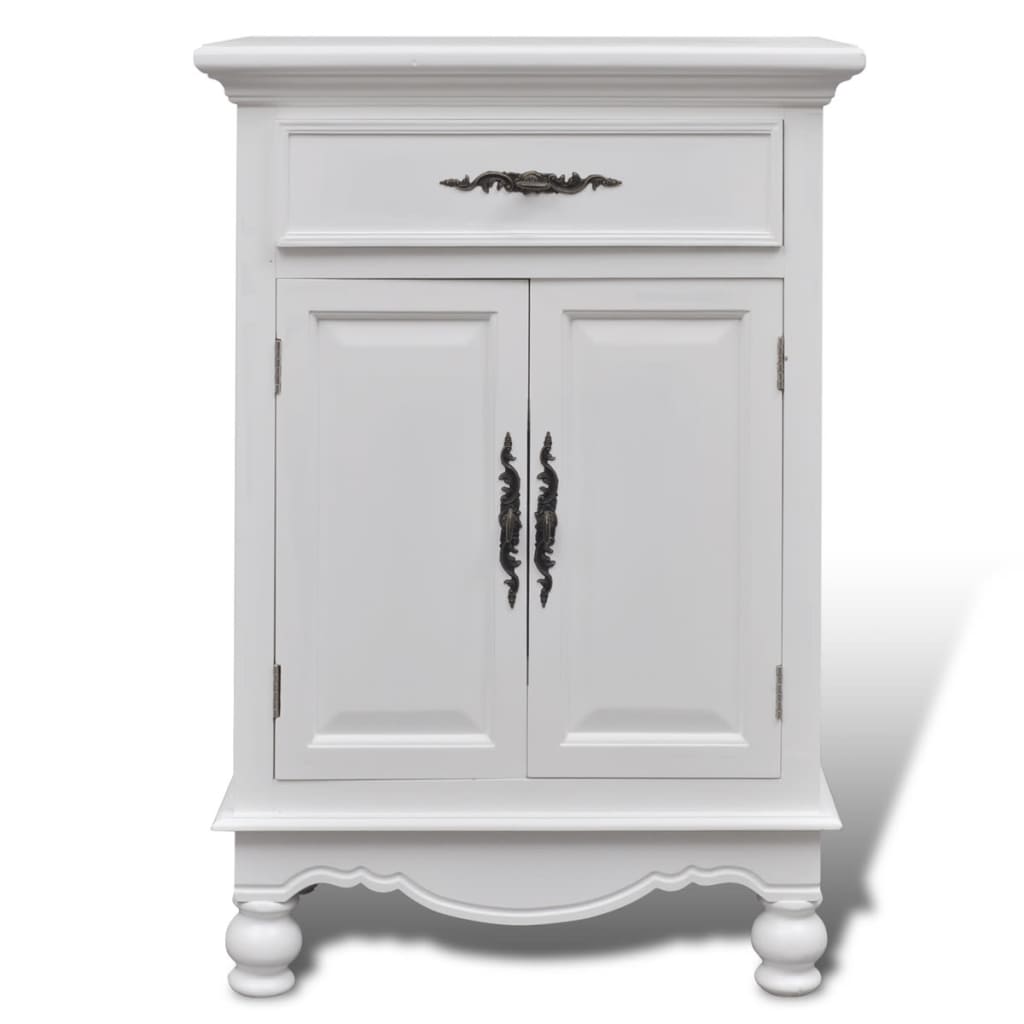 vidaXL Wooden Cabinet with 2 Doors 1 Drawer White