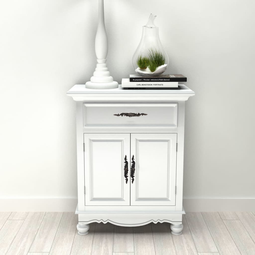 vidaXL Wooden Cabinet with 2 Doors 1 Drawer White