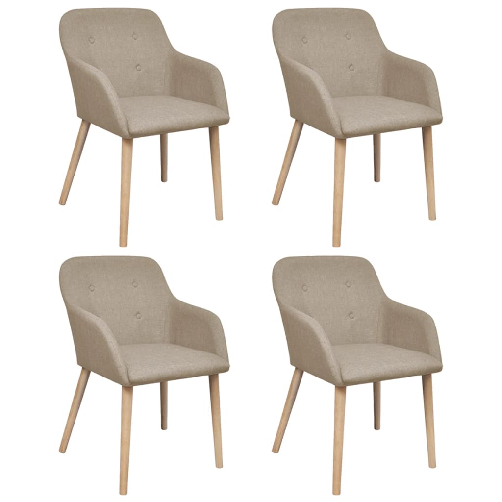 Oak Indoor Fabric Dining Chair Set 4 pcs with Armrest Dark Grey