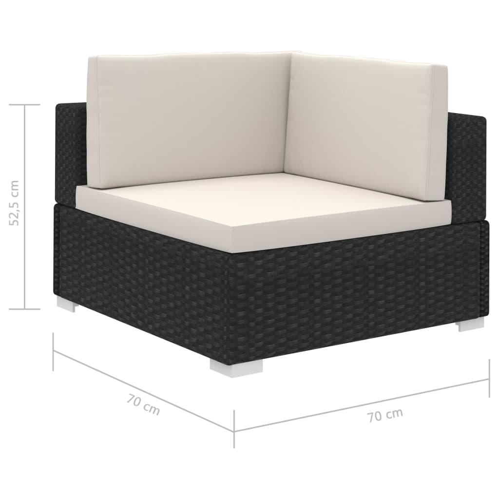 vidaXL 8 Piece Garden Lounge Set with Cushions Poly Rattan Black