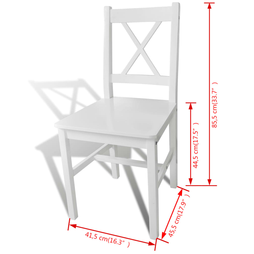 vidaXL Dining Chairs 2 pcs White Pinewood