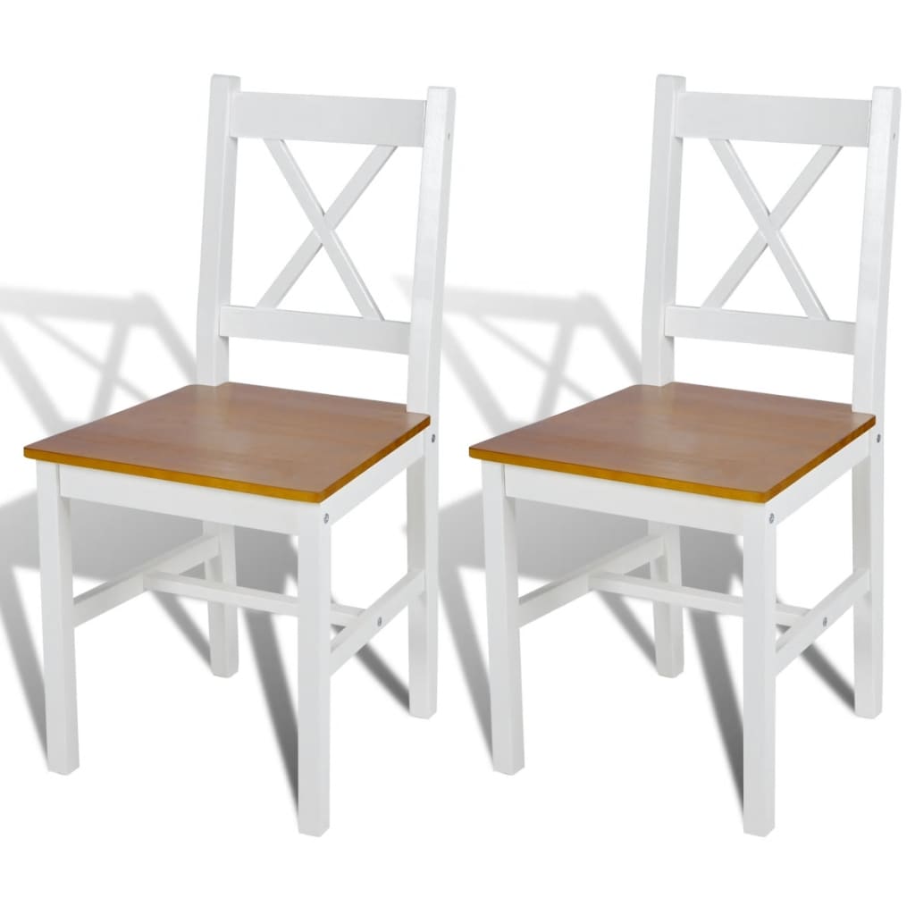 vidaXL Dining Chairs 2 pcs White Pinewood