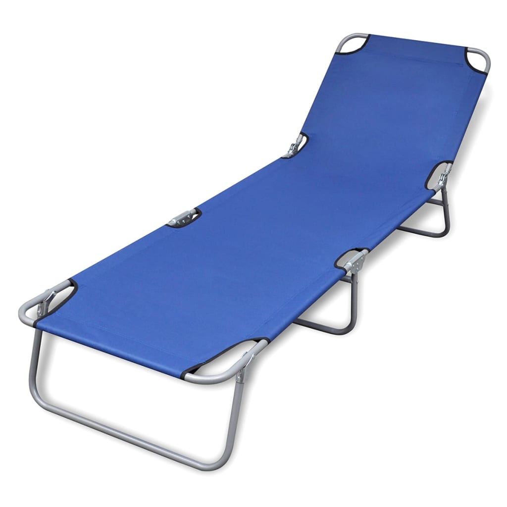 vidaXL Folding Sun Lounger Powder-coated Steel Black