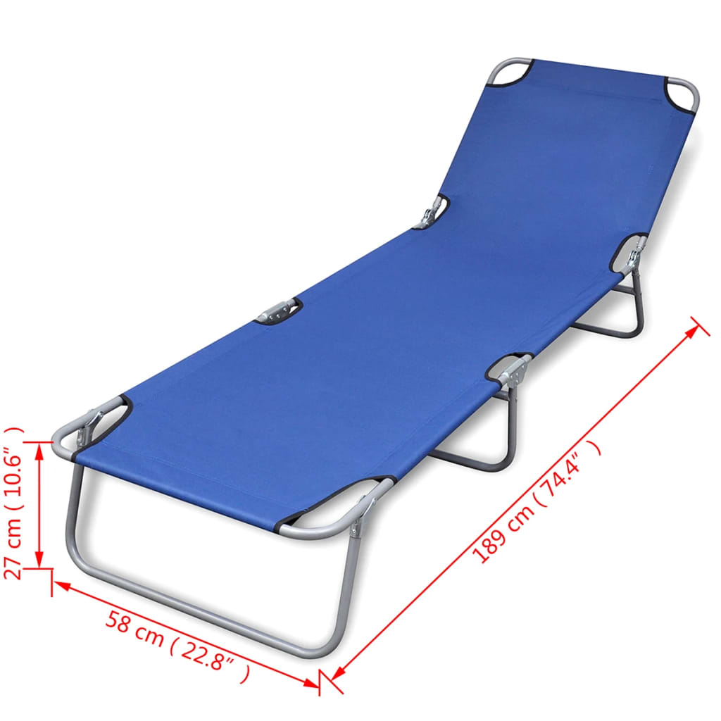 vidaXL Folding Sun Lounger Powder-coated Steel Black