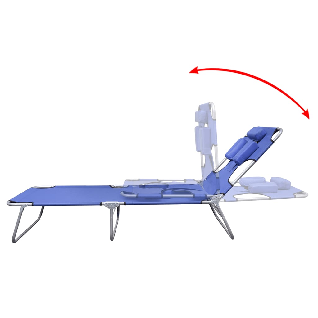 vidaXL Folding Sun Lounger with Head Cushion Powder-coated Steel Black