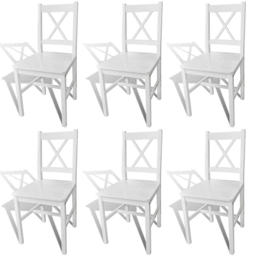 vidaXL Dining Chairs 6 pcs White Pinewood