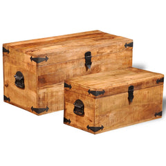 vidaXL Storage Chest Set 2 Pieces Rough Mango Wood