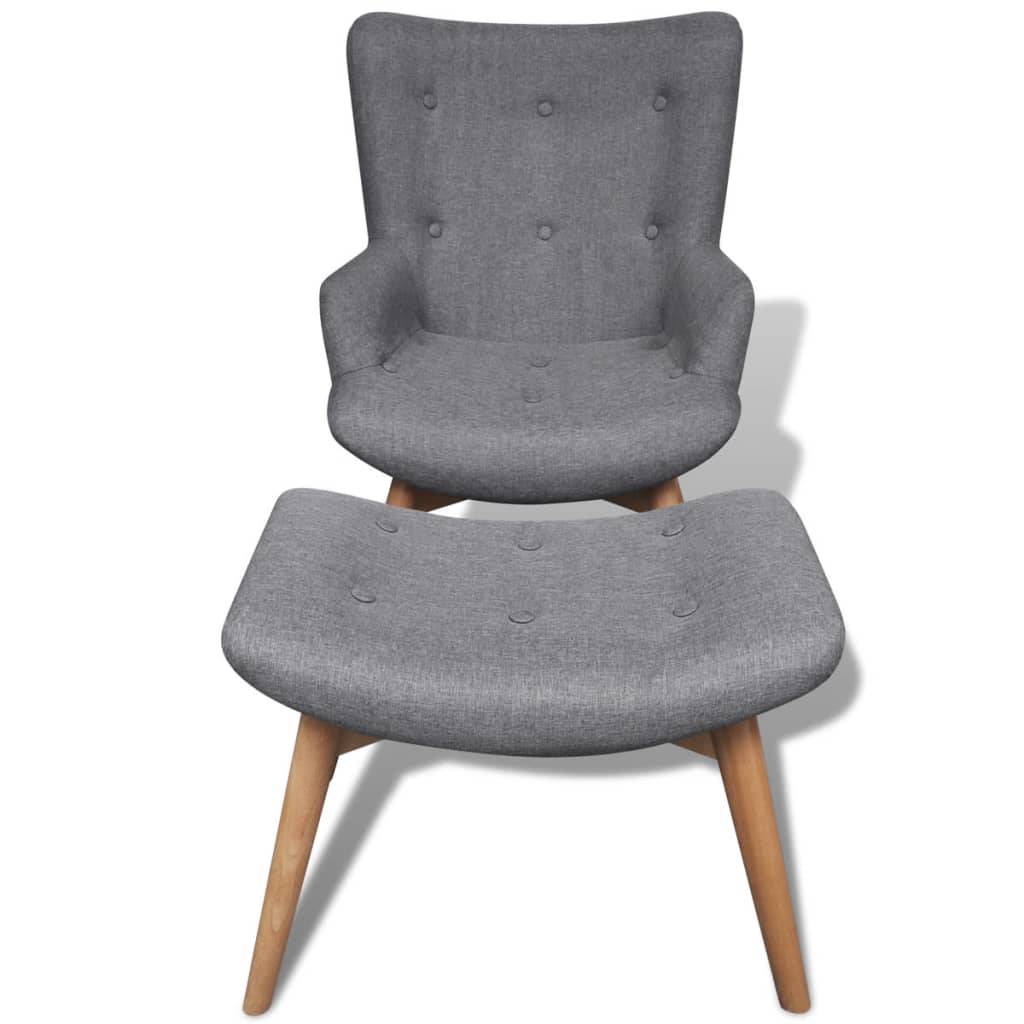 vidaXL Armchair with Footstool Grey Fabric