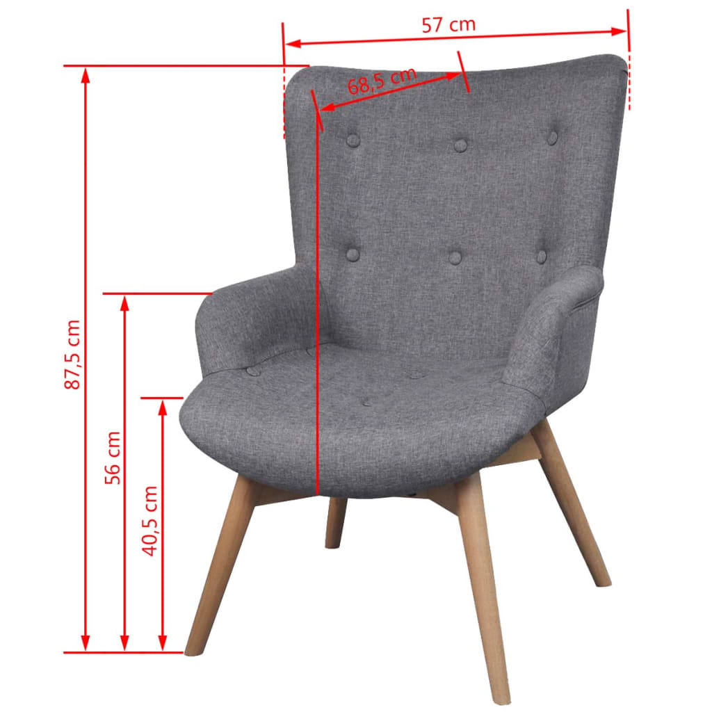 vidaXL Armchair with Footstool Grey Fabric