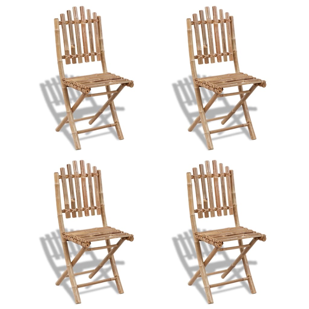 vidaXL Foldable Outdoor Chairs Bamboo 4 pcs
