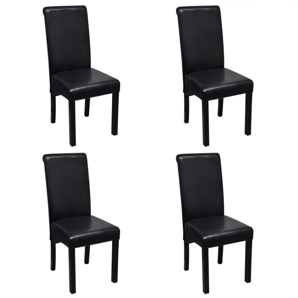 vidaXL Dining Chair Artificial Leather Black Set of 4